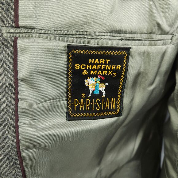 Hart Schaffner Marx Mens 44R Grey Tweed Wool 2-Button Sports Coat Blazer - Picture 4 of 9